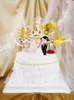Parti Malzemeleri Mutlu Evlilik Yıldönümü Altın Kale Akrilik Kek Toppers Gelin Damat Bay Mrs Diamond Ring Dekorasyon