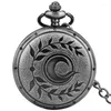 Pocket Watches Retro Black Leaf Pattern Display Games Design Vintage Watch Steampunk Men Women Clock With Chain Antique