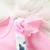 Conjuntos de roupas de 0 a 18m de roupas florais para meninas de manga comprida de manga longa saias de cinto com faixa de cabeça 3pcs Spring infantil ternos infantis