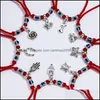 Pulseras con dijes Pulsera de hilo rojo de la suerte Azul Turco Mal de ojo Pulseras con dijes para mujeres Hombres Joyería de amistad hecha a mano Regalos C3 Dr Dhpf7