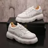 Luxury Designers Dress Wedding Party Shoes Spring Fashion Breathable White Casual Leather Sneakers Round Toe Thick Bottom Business Driving Walking Loafers