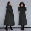 Trenchs pour femmes hiver long genou longueur vêtements en coton pour femmes 2022 Style chinois manteau ample soie épaisse à capuche noir veste rembourrée