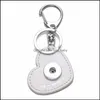 Sleutelringen 7 Love Heart PU Leer Snap Knop Key Rings Chain Keychains Fit Diy 18mm sieraden Drop Delivery 2021 Dhseller2010 DHG69