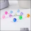 Bead Caps Wholesale 100Pcs Beautif Round Acrylic Beads 8Mm 4Mm Jewelry Making 573 Q2 Drop Delivery 2021 Findings Components Carshop20 Dhpze