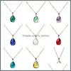 Colares de pingentes 12 cores Birthstone água gota pendente lágrima de vidro Charme de cristal Colar de jóias femininas entrega 2 dhseller2010 dhzea