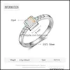 Pierścienie klastrowe pierścienie klastrowe Prawdziwe 925 Sterling Sier White Fire Opal Clear Zirconia Crystal zaręczynowe obrączki Women S925 Biżuteria Dhi6Y