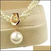 Boucles d'oreilles Collier Beautif Collier De Mariée Et Boucles D'oreilles Plaqué Or À La Main Twisted Cream Pearl Womens Gift Jewelry Sets 2 Sexyhanz Dhhbu