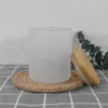 10 unz krótki szklany szklany kubek sublimacja świeca herbata światło świeca kubek z bambusową pokrywką przezroczoną mrożoną kubki świec zapachowe mini szklanki kubki