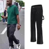 Heren jeans urban streetwear flare broek zwarte wijde pijpen hip hop spatten inkt broek patchwork slim fit denim voor 220831