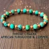 MG1609 Strand New Design Throat Chakra Wrist Mala Bracelet 6 MM African Turquoise & Copper Beaded Bracelet For Women224u