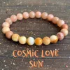 MG1610 Strand Cosmic Love Sun Pols Mala Bracelet Yellow Jade versteende hout Sunstone Energy armbanden mode dames yoga pols