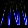 Stringhe 50 set 8 pezzi 50 cm/pz Pioggia di meteoriti Tubi a pioggia Luce natalizia Lampada a led 110-240 V Decorazione per vacanze all'aperto Anno