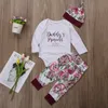 Clothing Sets 3PCS born Baby Girls Sets Flower Letter Printed Romper Flower Pants Cute Leggings Hat Outfits Clothes Set Spring Autumn 220830