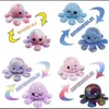 Bläckfisk plysch Toy Cartoon Flip Octopuss Plush Doll fyllda plyscher Mjuka dockor Barnens födelsedagspresent 20 cm