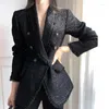 Abiti da donna Giacche nere Donna 2022 Primavera Autunno Stile britannico Slim Elegante Moda Casual Solid Manica lunga Capispalla femminile