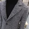 Men's Trench Coats Elegant Claret Long Overcoats Mens Grey Jackets Gentleman Burgundy Slim Fit Winter For Men Green Clothes