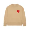 Spela varumärkeströjor Nya Paris modevarumärke Mens Designer Amis Sticked tröja broderad röd hjärta fast färg stor kärlek rund hals huva wfe