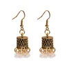 Dangle Earrings Vintage Boho Gypsy Small Gold Color Bells Drop Women Orecchini Jewelry Pearl Tassel Ladies Retro Jhumka2388