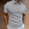 Men's Polos A Rayas Con Solapa y Cremallera Para Hombre Camiseta Lisa de Marca Camisa Manga Corta Ropa Verano 2022