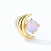 Boucles d'oreilles AllNoel Solid 925 argent sterling pour femmes Crescent Moon Artificiel Opal plaqué GOD CADEAUX MIEU