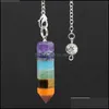 H￤nge halsband 7 lager Rainbow Pillar Divination Crystal Dowsing Point Yoga Pendant Pendums Pendants AMET Wicca Pend Dhseller2010 DHYZ5