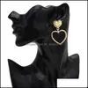 Lampadario pendente doppio cuore a forma di goccia orecchini pendenti per le donne Lady festa di nozze gioielli placcati in oro 62 D3 Consegna Dhseller2010 Dh7Tr