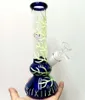 10.5 inch Blauwe Water Bong Waterpijpen met Lichtgevende Boom Arm Patroon Dik Glas Pijpen Vrouwelijke 18mm