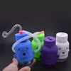 Accessori per fumatori Tubo da bong per acqua dab rig in plastica con orso colorato all'ingrosso con ciotola per bruciatore a nafta maschio da 10 mm e cannuccia in silicone