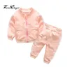 Kledingsets Herfst Mode Babymeisje Kleding Katoen Met Lange Mouwen Effen Rits Jasbroek 2 Stuks Bebes Trainingspak Baby Boy kleding Set 220830