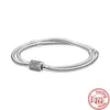 Brazalete de plata esterlina 925 Estrella Corazón Corona Redonda Cadena de serpiente brillante Pulsera básica Ajuste Marca original Charm Bead Joyería de mujer 220831