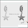 Charms Blue Cz Fl Pave Setting Cute Starfish Dangle Charm Pendant Fit Pandora Bracelet 100% Authentique 925 Sterling Sier 65 W2 Lulubaby Dhy7N