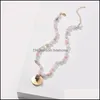 Chaînes Été Fantaisie Puissance Pierre Naturelle Perle Brin Court Chunky Collier Or Couleur Disque Pendentif Colliers Chaînes 3506 Q2 Drop Deliv Dh7Lu