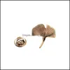 Pins broszki mężczyźni ginkgo biloba liść lapel stick broszka broote garnitur smokingowy cor ślub boutonniere retro guziki dla 80c3 Dro mjfashion dhkr3