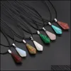 Pendant Necklaces Pendum Reiki Healing Crystal Pendant Energy Stone Quartz Rope Chain Necklaces Fashion Women Men Jewelr Dhseller2010 Dhgcj