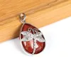 Naszyjniki wiszące naturalny kamień wodny kształt Dragonfly Naszyjnik Reiki leczenie kryształowa biżuteria moda