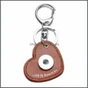 Sleutelringen 7 Love Heart PU Leer Snap Knop Key Rings Chain Keychains Fit Diy 18mm sieraden Drop Delivery 2021 Dhseller2010 DHG69