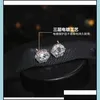 Stud Simple Jóias de moda impressionante Real 925 Sterling Sier Round Cut White Topaz Cz Gemtones Party Mulheres Casamento Studoneiro Earrin Dh1jq