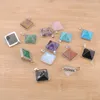 Anhänger Halsketten 6 stücke Großhandel Natürliche Steine Pyramide Anhänger Quadrat Reiki Lila Kristall Opal Aventurin Türkis Für Schmuck Machen