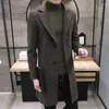 Men's Trench Coats Elegant Claret Long Overcoats Mens Grey Jackets Gentleman Burgundy Slim Fit Winter For Men Green Clothes