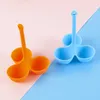 1Pcs Silicone Egg Tools Cup Holder 3-hole Random Color Food Grade Eggs Boiler Breakfast Cook Eggcup Eggs Supplies Kitchen Accessories 20220831 E3