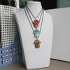 Pendant Necklaces 12pcs Hand Of Fatima Natural Stone Pendants Palm Quartz Crystal Necklace Agates Reiki Healing Pendulum Jewelry Making