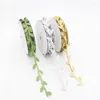 装飾的な花人工ブインズリボン3ロールシミュレーション葉のレッタンは、パーティーの結婚式の装飾のために絹の葉を残す