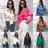 Women's Blouses Blouse Women Satin Silk-like Long-Sleeved Shirt