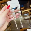 Ciondola Lampadario Trendy Elegante Creato Big Simated Pearl Orecchini lunghi Perle String Statement Drop Per le donne Regalo della festa nuziale Dhxh1