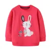 Automne Enfants T-Shirts Vêtements Brodé Lapin Lapin Sweat À Capuche Pour Enfants Filles Dessin Animé Manches Longues Col Rond Pull M4249