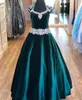 Abiti da spettacolo in velluto blu reale per adolescenti 2023 Cristalli strass Abiti lunghi da spettacolo Bambine Queen Anne Neck Abiti da festa formale Hunter Green Emerald