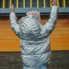 Down Coat Dzieci zimowa kurtka dla dzieci srebrne złote czarni chłopcy swobodny z kapturem odzież dla niemowląt kurtka parka snowsit 221130