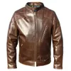 Hommes en cuir Faux mode peau de cheval naturelle veste hommes peau de vache cirée à l'huile véritable manteau mince mâle vêtements automne poitrine 128cm M002 221130