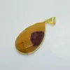 Pendant Necklaces Large Jewelry Natural Blood Stone Charms Women Healing 24k Gold Bezel Yellow Red Water Drop Gem Stones Polish
