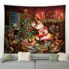 Tapestries Christmas Tapestry Funny Santa Claus Xmas Tree Balls Geschenken Haard haard Home Decor Art Wall Hangen voor slaapkamer Woonkamer 221201